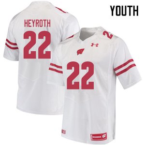 Youth Wisconsin Badgers NCAA #22 Jacob Heyroth White Authentic Under Armour Stitched College Football Jersey OD31S47JP